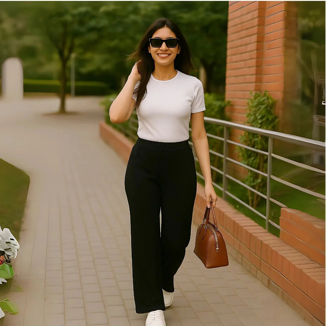 Women’s Ribbed Straight Fit Pant – Office & Everyday Comfort Wear